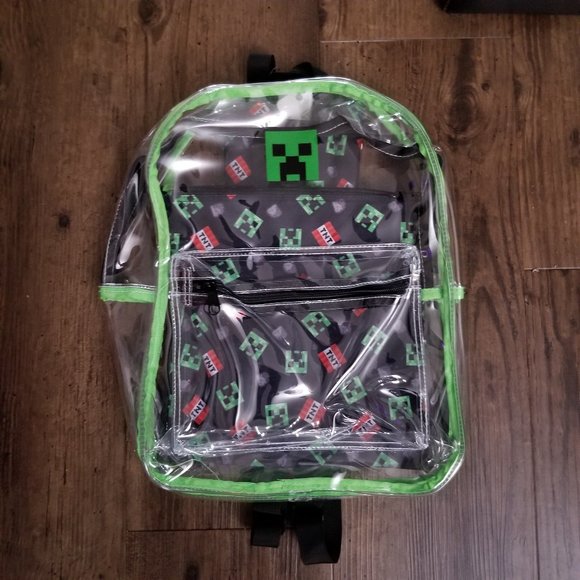 COPY - Minecraft Creeper Clear Backpack with Removable zippered pouch - Picture 1 of 5